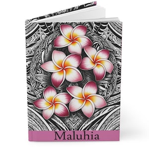 Journal à couverture rigide plumeria mat - carnet de notes floral élégant, cadeau d'écrivain, journal d'étudiant, accessoire d'écriture, anniversaire attentionné