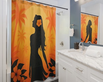 Douchegordijn met tropische bloemen: Hawaïaans baddecor