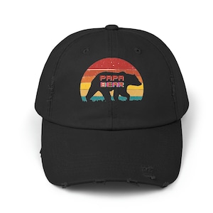 Papa Bear Distressed Cap: Cotton Dad Hat