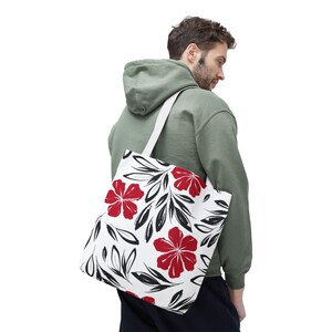 Hawaiian Floral Tote Bag: Custom Spun Polyester Beach Bag image 3