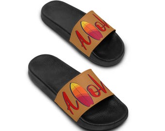 Men's Aloha Slide Sandals: Custom Hawaiian Design, Comfortable Foam Sole