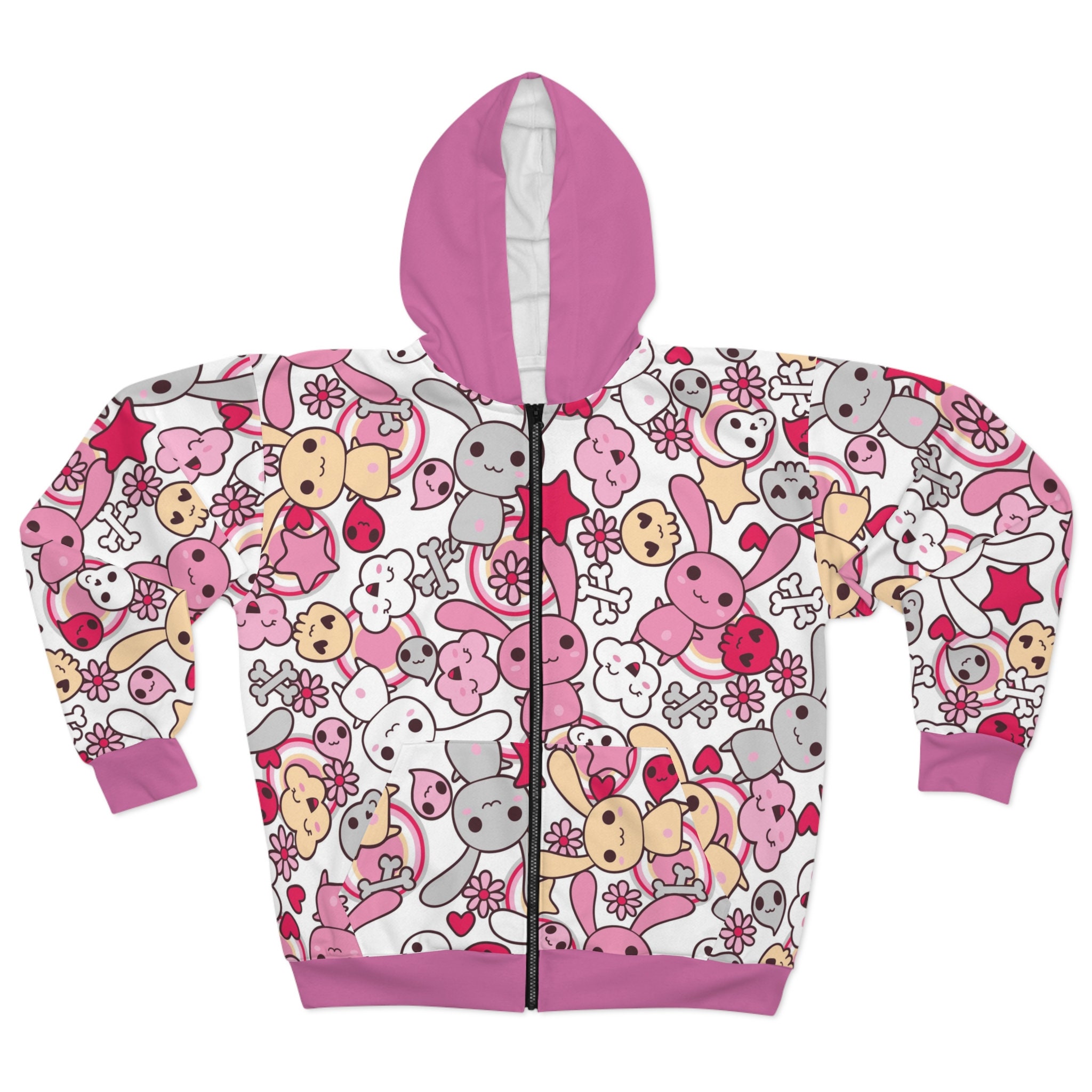 Bunny Zip Up Hoodie Black