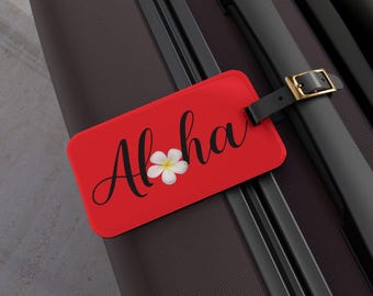 Étiquette de bagage Aloha : accessoire de voyage floral tropical
