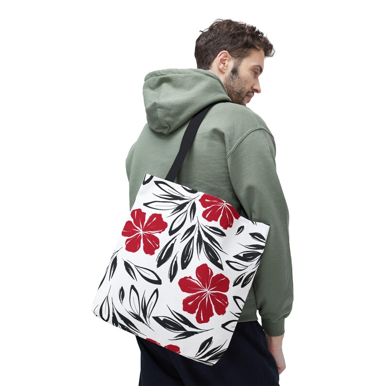 Hawaiian Floral Tote Bag: Custom Spun Polyester Beach Bag image 5