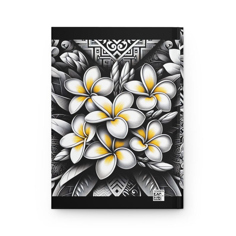Plumeria Print Hardcover Notizbuch: Personalisiertes Tropisches Notizbuch Bild 3