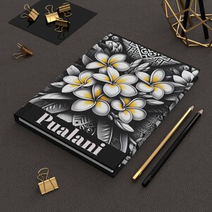 Plumeria Print Hardcover Notizbuch: Personalisiertes Tropisches Notizbuch Bild 1