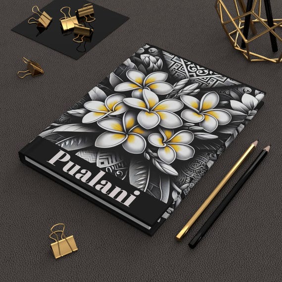 Plumeria Print Hardcover Journal: Personalized Tropical Notebook