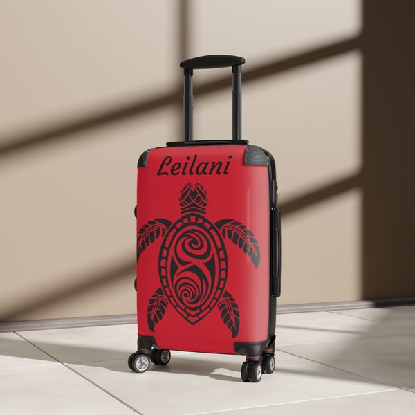 Cabin Suitcase, Custom Luggage, Personalized Luggage, Travel Bag, Honu Luggage, Turtle Suitcase, Red Suitcase, Four Double Wheel Luggage