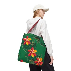 Plumeria Polyester Tote Bag: Hawaiian Floral Beach Bag image 8