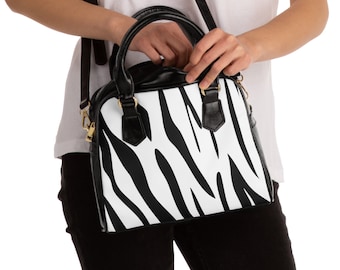 Zebra Print Leather Shoulder Bag: Adjustable Strap Handbag