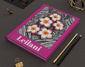 Plumeria Print Hardcover Notizbuch: Personalisiertes Tropisches Notizbuch