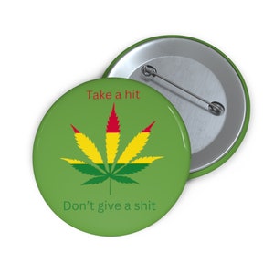 Hippie Cannabis Button Pin, 420 Rasta Gift