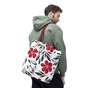 Hawaiian Floral Tote Bag: Custom Spun Polyester Beach Bag image 8