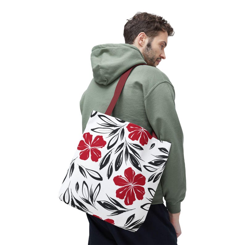 Hawaiian Floral Tote Bag: Custom Spun Polyester Beach Bag image 8