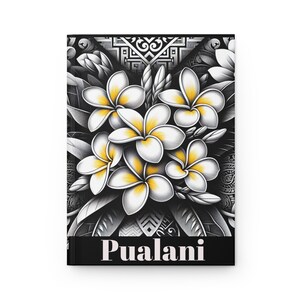 Plumeria Print Hardcover Notizbuch: Personalisiertes Tropisches Notizbuch Bild 2