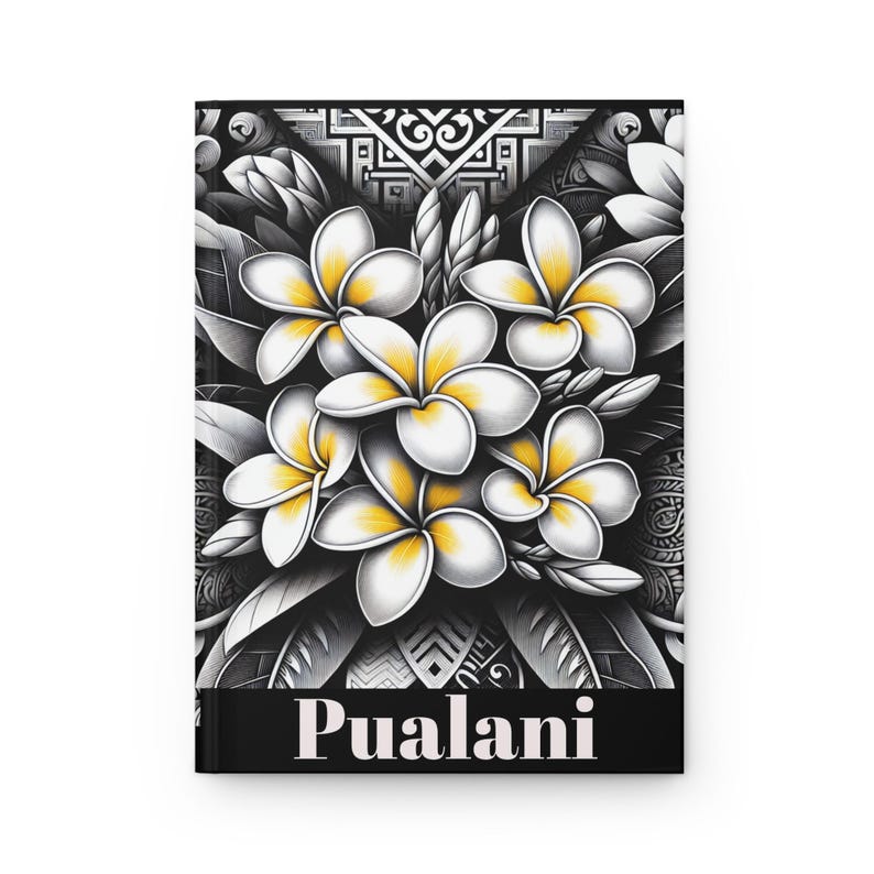 Plumeria Print Hardcover Notizbuch: Personalisiertes Tropisches Notizbuch Bild 2