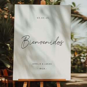 Señalización minimalista para bodas modernas y elegantes / Letrero personalizado de bienvenida a nuestra ceremonia o recepción de boda / Boda de destino