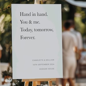 Letreros minimalistas para bodas modernas y elegantes / Letrero personalizado de bienvenida a nuestra ceremonia de boda o recepción / Decoración de fiesta personalizada