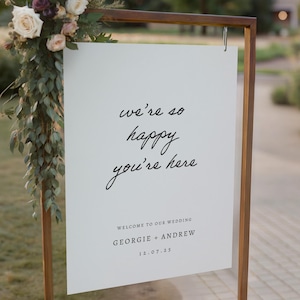 Letrero personalizado de bienvenida a nuestra ceremonia de boda o recepción / Letrero minimalista para bodas modernas y elegantes / Decoración de fiesta personalizada