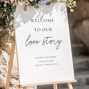 Letrero personalizado de bienvenida a nuestra ceremonia de boda o recepción / Letrero minimalista para bodas modernas y elegantes / Decoración de fiesta personalizada