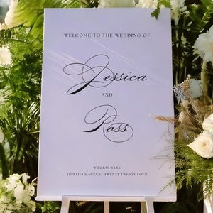 Señalización clásica para bodas atemporales y románticas / Letrero personalizado de bienvenida a nuestra ceremonia de boda o recepción / Decoración de fiesta personalizada