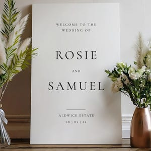 Letrero elegante para bodas modernas y atemporales / Letrero personalizado de bienvenida a nuestra ceremonia o recepción de boda / Decoración de fiesta personalizada