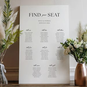 Señalización personalizada para bodas modernas / Plano de asientos para bodas elegante y minimalista / Plan de asignación de mesas en tablero de espuma / Decoración para bodas