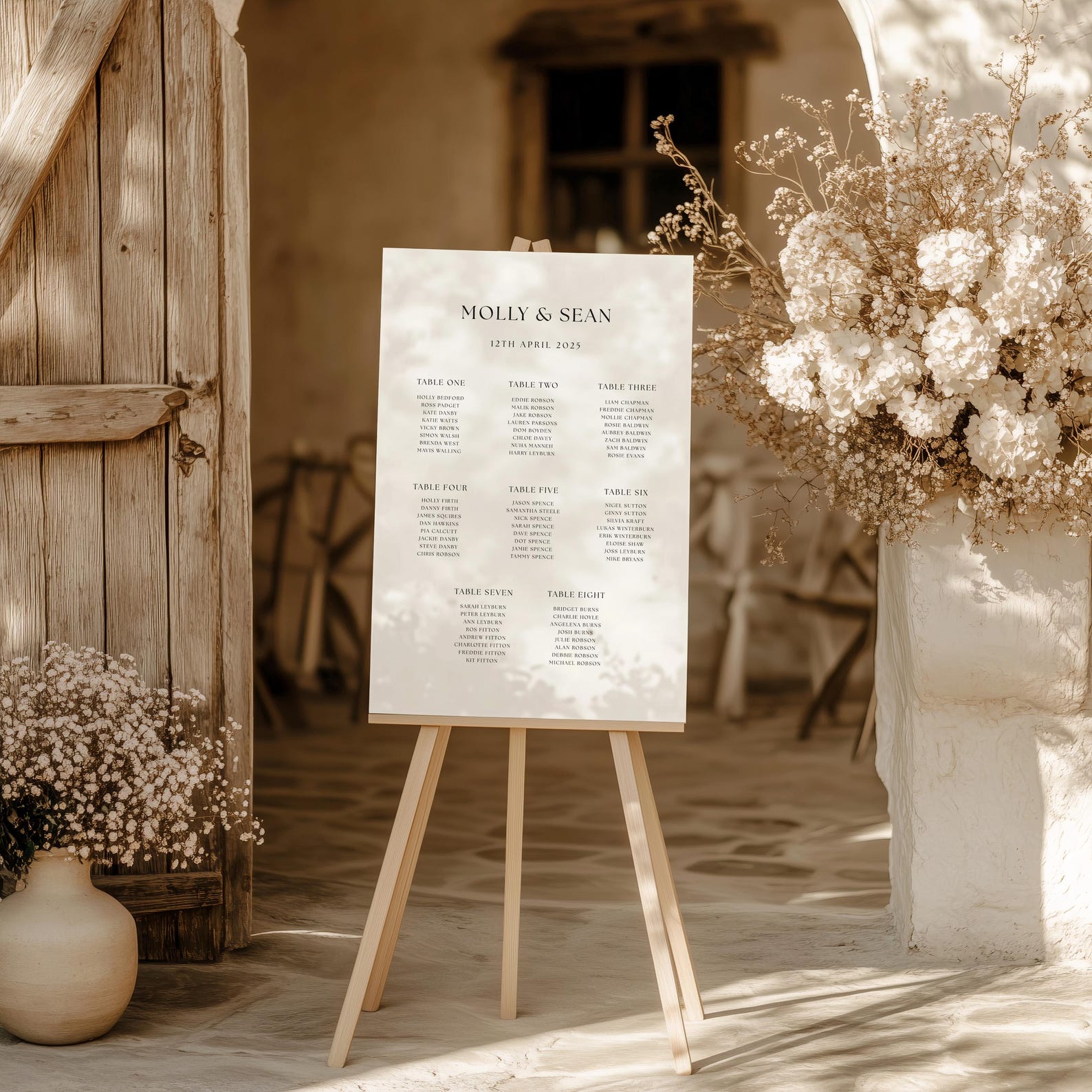 Personalised Wedding Seating Chart | Table Assignment Plan Foamex Board ...
