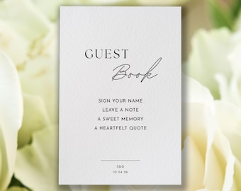 Guest Book Sign, Minimalist Personalised Print, Clean Modern Design for Wedding, Birthday, Party Decor
