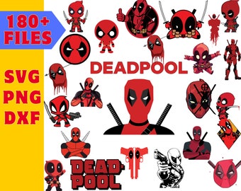 Paquete de Svg de Deadpool, Deadpool Png, Deadpool Cricut, archivo de corte vectorial digital de silueta, taza, camiseta, más de 180 elementos en capas, descarga instantánea