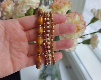 Wood bead bracelets, set of four bracelets, boho bracelet, chic bracelet, bead bracelet