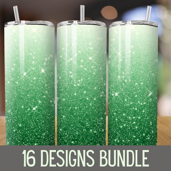 Glitter Ombre Tumbler Wrap Bundle, 16 Colors, Tumbler Sublimation Design, Gradient Tumbler PNG, Sparkling Glitter Tumbler Bundle, Seamless