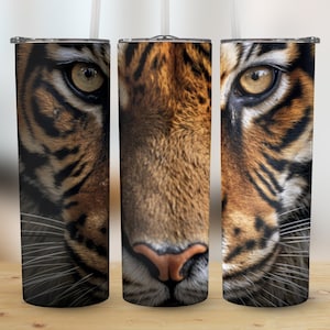 Tiger Eyes 20 oz Skinny Tumbler, Sublimation Design, Digital Download, PNG, Straight & Tapered Tumbler Wrap, Instant Download, Tiger Wrap