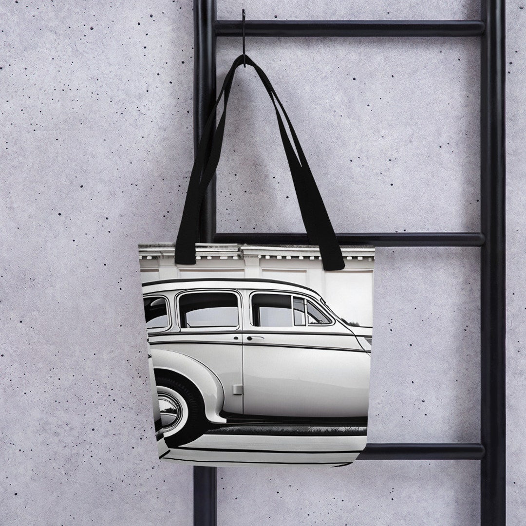 Vintage Black and White Car Tote Bag Artsy Tote Bag Unique Etsy