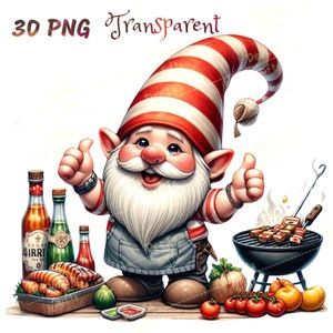 BBQ Gnome Clipart Bundle: American Patriotic Gnomes (Digital Download)