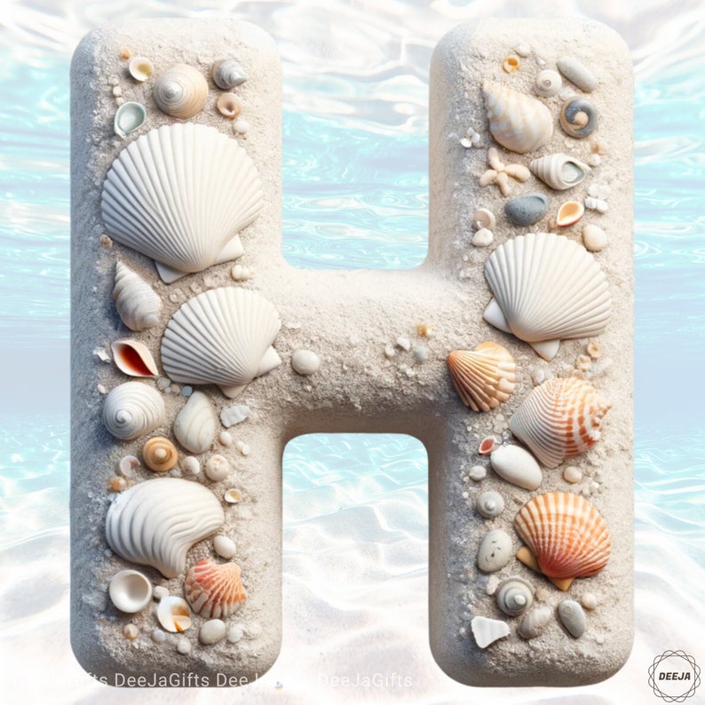 Digital Shell Letters Sand & Seashell Alphabet PNG: Beach Letters Clipart (digital Download ...