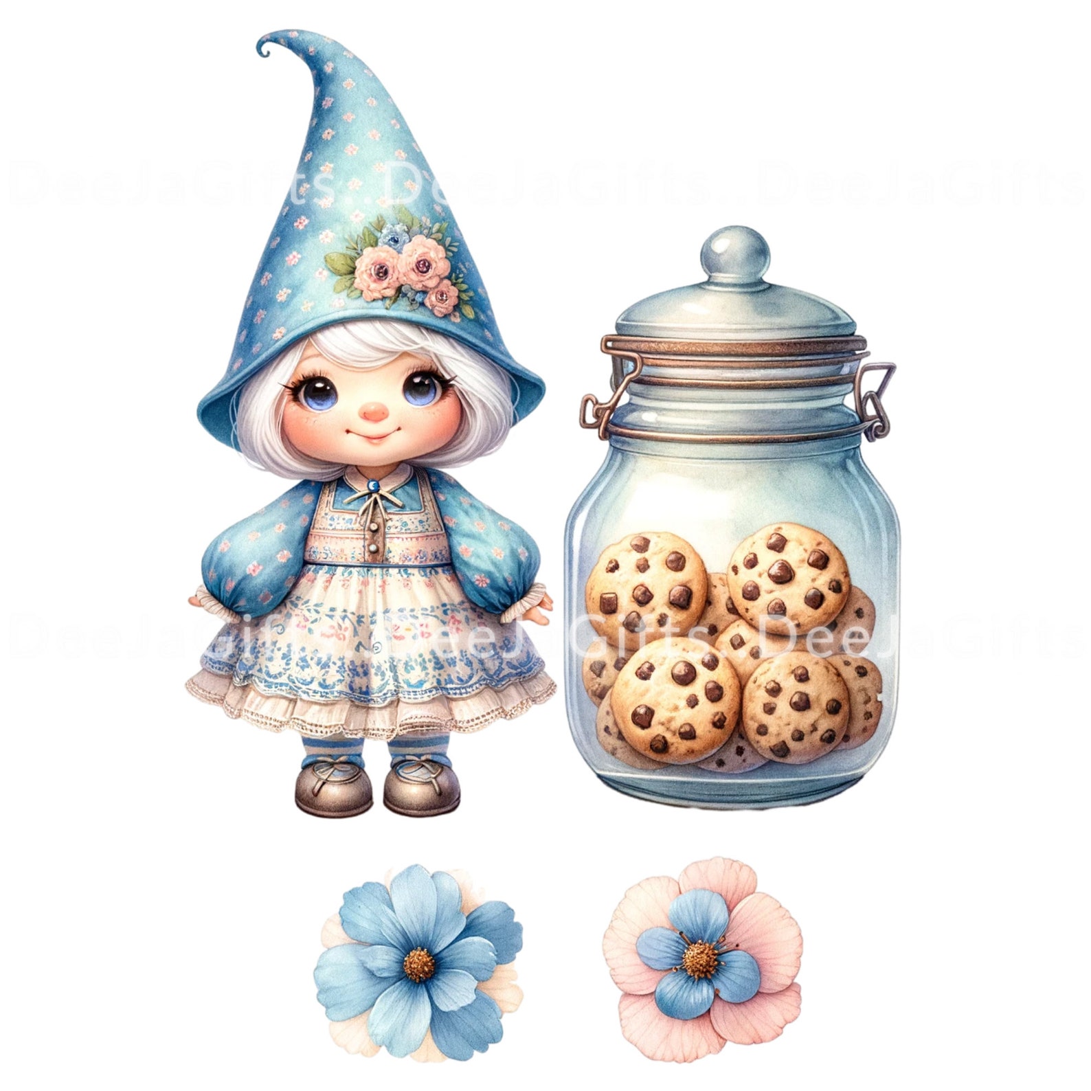 Gnome Cookie Jar Clipart 10PNG Watercolor, Gnome Cookie, Sweet Clipart ...