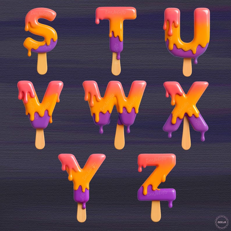 Popsicle Alphabet Clipart - 45 High-resolution Pngs, 3900px Letters ...