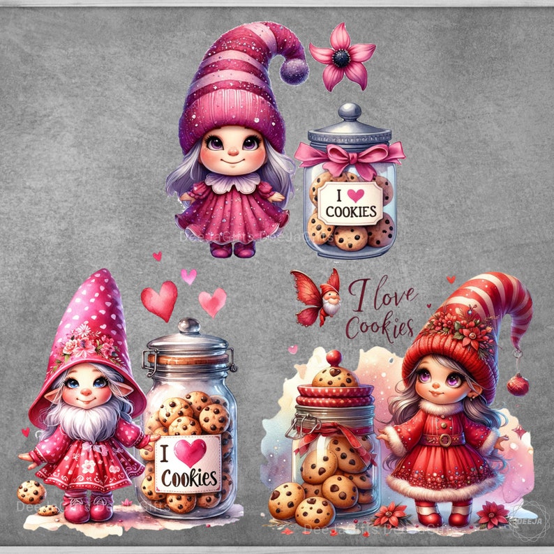 Gnome Cookie Jar Clipart: Watercolor PNG, Home Decor (24 PNG) - Etsy