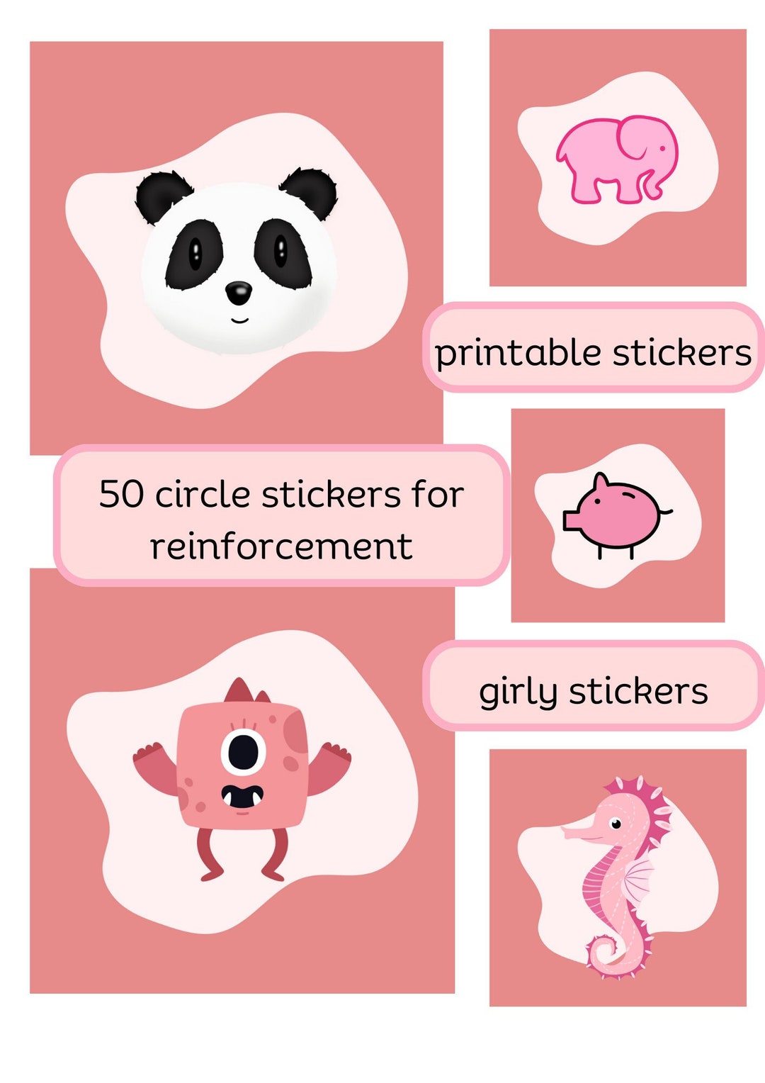 Stickers for Girls, Printable Pink Stickers for Toddlers, Pink ...