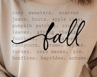 Fall Svg, Fall Png, Fall Shirt Svg, Fall Shirt Design, Fall Words Svg Png File, Digital Download, Cozy Season Svg, Cozy Png, Halloween Svg