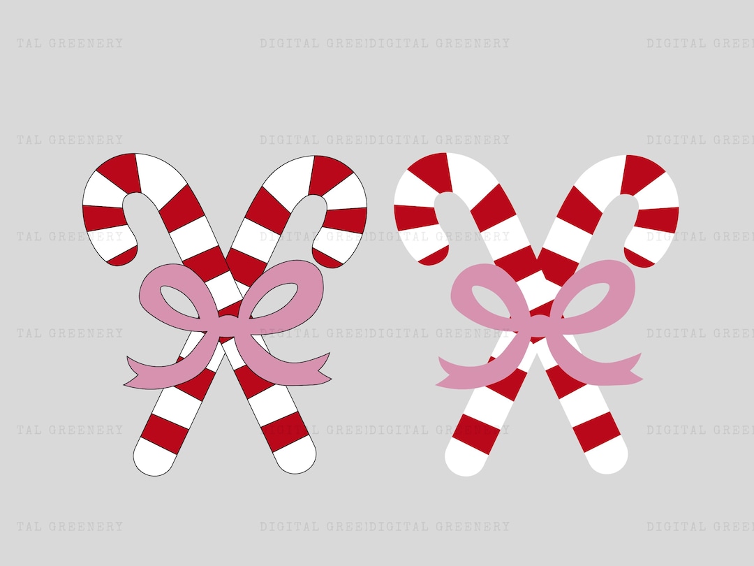 Candy Cane Bow Svg, Coquette Christmas Candy Png, Christmas Svg ...
