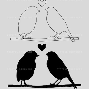 Pájaros enamorados SVG, Pájaros enamorados SVG, Pareja de pájaros SVG, Clipart, Archivos para Cricut, Archivos de corte para Silhouette, Dxf, Png, Vector, Descarga digital