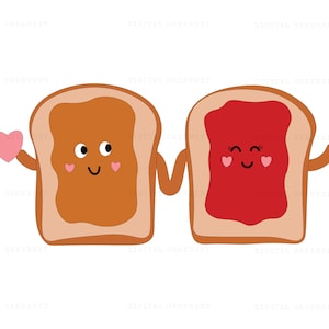 Valentijnsdag Svg, pindakaas en gelei SVG-clipart, pindakaas en gelei schattige svg, nationale pindakaas en gelei, paren svg