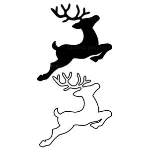 Renna volante SVG, contorno renna SVG PNG, sagoma renna, cervo SVG PNG, clipart renna, file di taglio silhouette cricut renna
