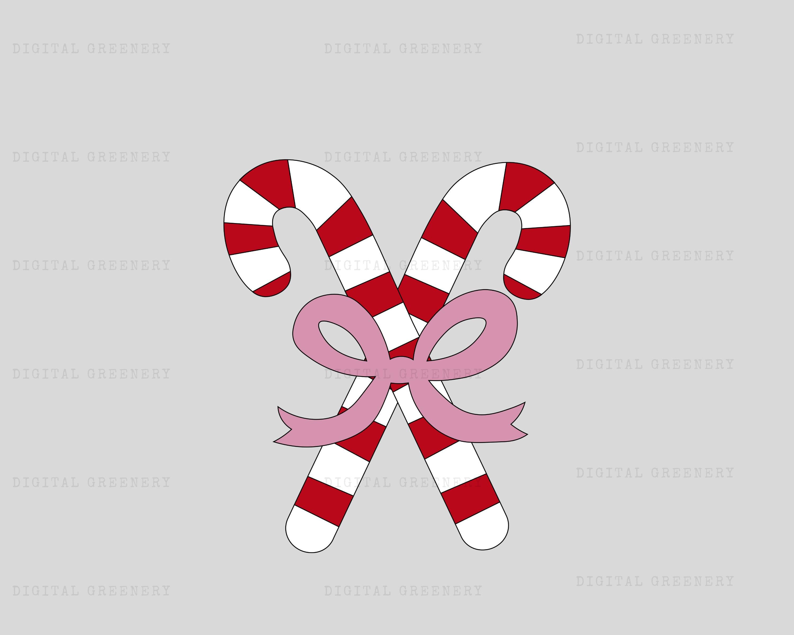 Candy Cane Bow Svg, Coquette Christmas Candy Png, Christmas Svg ...