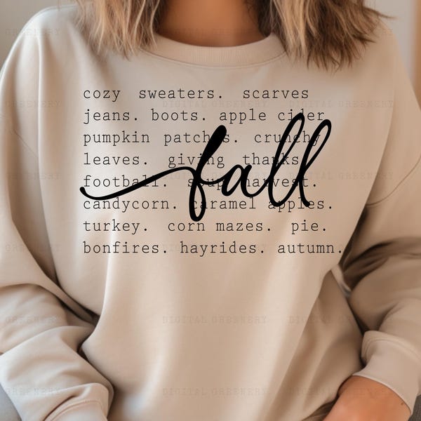 Fall Svg, Fall Png, Fall Shirt Svg, Fall Shirt Design, Fall Words Svg Png File, Digital Download, Cozy Season Svg, Cozy Png, Halloween Svg