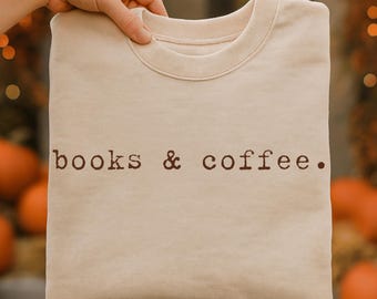 Books and Coffee SVG PNG, Book Lover T-Shirt Design (Digital Download)