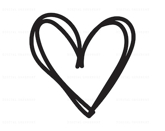 Valentines Heart, Heart SVG, Doodle Heart SVG, Crayon Heart SVG, Valentines Day Svg, Digital Cutting File, Vector Design, Instant Download