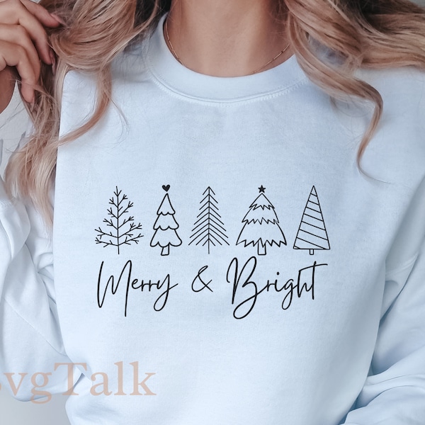 Merry and Bright Christmas tree Svg | Christmas Svg | Christmas Trees Svg | Christmas Saying Svg | Christmas Shirt Svg | Winter Holiday Svg